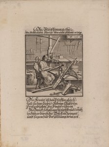 De blaasinstrumentenmaker door Christoph Weigel the Elder