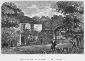 Huis van Nicolas Boileau, bekend als Boileau-Despreaux, in Auteuil, Parijs, gegraveerd door Ashby (19e eeuw)