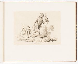 Plaat 5, Le Faucon (De Valk), Singeries ou différentes actions de la vie humaine représentées par des singes (Apenstreken of Verschillende Handelingen van het Menselijk Leven Voorstellen door Apen)
