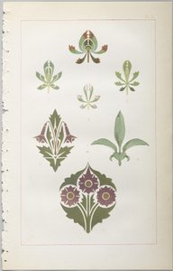 De kunst van decoratief ontwerp: met een bijlage, waarin de uren van de dag worden gegeven waarop bloemen opengaan, uitgegeven door Day & Son, Londen, 1862 door Christopher Dresser