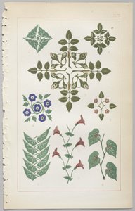 De kunst van decoratief ontwerp: met een bijlage, waarin de uren van de dag worden gegeven waarop bloemen opengaan, uitgegeven door Day & Son, Londen, 1862 door Christopher Dresser