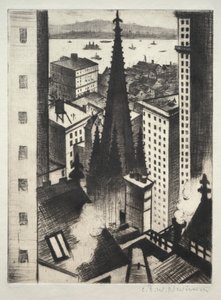 Tempel van New York door Christopher Richard Wynne Nevinson