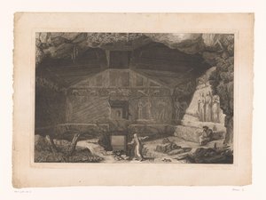 Etruskische grafkamer in Tarquinia versierd met reliëfs