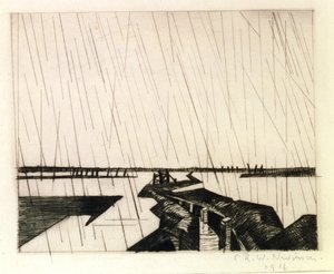 Een overstroomde loopgraaf aan de IJzer, 1916 door Christopher Richard Wynne Nevinson