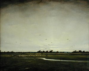 Een Engels Landschap, Romney Marsh door Christopher Richard Wynne Nevinson
