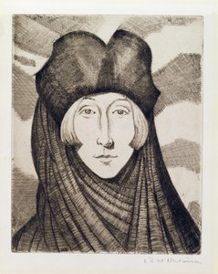 Edith Sitwell (1887-1964) 1927 door Christopher Richard Wynne Nevinson