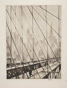 Kijkend door Brooklyn Bridge, uitgegeven 1921