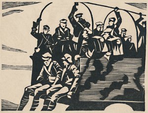 Vrachtwagen-Springers, 1919 door Christopher Richard Wynne Nevinson