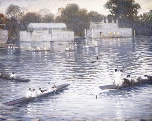 Zondagavond, punters op de Theems bij Henley, 1924 door Christopher Richard Wynne Nevinson