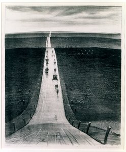 De weg van Arras naar Bapaume, 1918 door Christopher Richard Wynne Nevinson