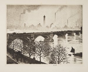 Waterloo Bridge vanuit een Savoy-raam, pub. 1925 door Christopher Richard Wynne Nevinson