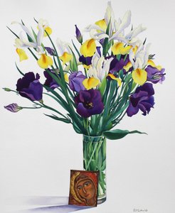 Bloemen met gezicht van een icoon