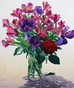 Bloemen met rode roos