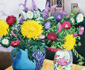 Interieur met asters door Christopher Ryland