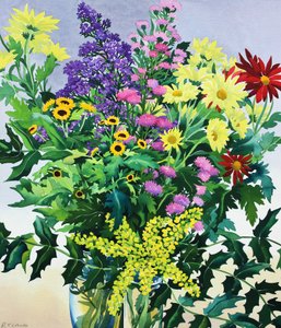 Winterbloemen en bladeren