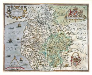 Een kaart van Westmorland en Cumberland, 1576 door Christopher Saxton