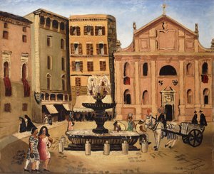 Plein in Rome door Christopher Wood