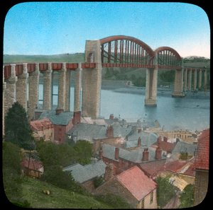Royal Albert Bridge, Saltash, Cornwall, eind 19e of begin 20e eeuw door Church Army Lantern Department