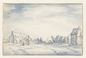 Dorpsgezicht door Claes Jansz. Visscher (II) (attributed to)