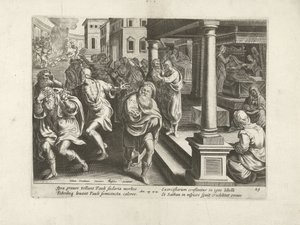 Paulus drijft de boze geesten uit in Efese door Claes Jansz. Visscher (II) (workshop of)
