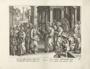 Paulus redetwist met de tovenaar Elymas door Claes Jansz. Visscher (II) (workshop of)