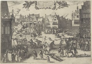Executie van de samenzweerders van het Buskruitverraad, 1606 door Claes Jansz. Visscher (II)