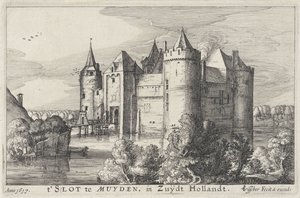 Gezicht op het Muiderslot door Claes Jansz. Visscher (II)