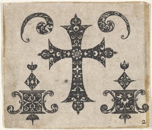 Blackwork Print met een Latijns Kruis en Kleine Motieven, ca. 1620 door Claes Jansz Visscher