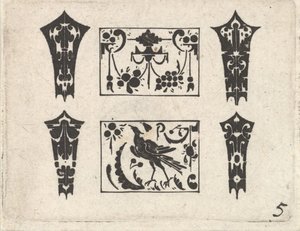 Blackwork Print met een Symmetrisch Schweifwerk Patroon