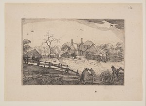 Vaders Herberg, van Gezicht in de Omgeving van Haarlem (Plaisante Plaetsen) door Claes Jansz. Visscher