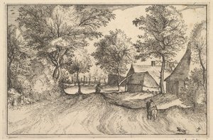 Dorpsweg, plaat 4 uit Regiunculae et Villae Aliquot Ducatus Brabantiae