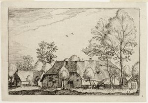Grote boerderij, plaat tien naar Afbeeldingen van boerderijen, landhuizen en rustieke dorpen (Praediorum villarum et rusticarum casularum icones) door Claes Jansz. Visscher II