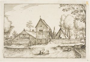 Grote ommuurde boerderij, plaat 23 naar Afbeeldingen van boerderijen, landhuizen en rustieke dorpen (Praediorum villarum et rusticarum casularum icones) door Claes Jansz. Visscher II