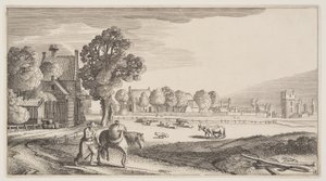 Wegen langs een weiland, uit Landschappen (Playsante Lantschappen) door Claes Jansz. Visscher II