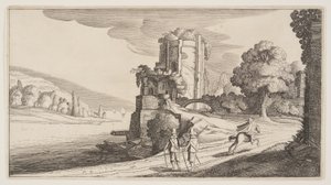 Ronde toren aan een rivier, uit Landschappen (Playsante Lantschappen) door Claes Jansz. Visscher II