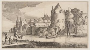 Stadje aan een rivier, uit Landschappen (Playsante Lantschappen)