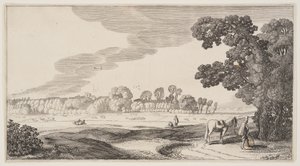 Gezicht op weilanden, uit Landschappen (Playsante Lantschappen) door Claes Jansz. Visscher II