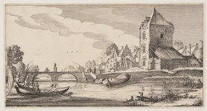 Dorp aan een rivier, uit Landschappen (Playsante Lantschappen) door Claes Jansz. Visscher II