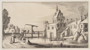 Dorp aan een rivier, uit Landschappen (Playsante Lantschappen)