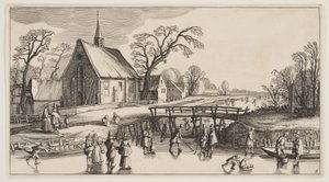 Winterlandschap, uit Landschappen (Playsante Lantschappen) door Claes Jansz. Visscher II