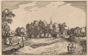 Een klooster door Claes Jansz Visscher after Johannes van Doetechum, the Elder after Lucas