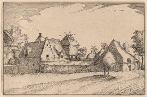 Ommuurde Boerderij door Claes Jansz Visscher after Johannes van Doetechum, the Elder after Lucas