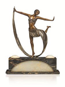 Art Deco figuur met verlichte basis, 