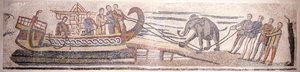 Een olifant aan boord van een schip