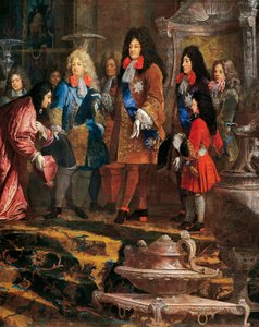 Lodewijk XIV ontvangt onderwerping, Doge van Genua in mei 1685 (detail)