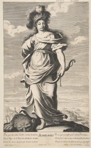 Semiramis uit Les Sept Merveilles du monde, ca. 1639-40 (ets & gravure) door Claude (after) Vignon