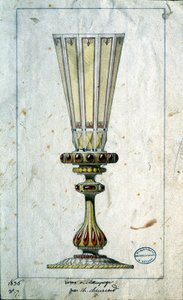 Decoratie voor champagnefluiten, aquareltekening, Claude-Aymé Chenavard door Claude Amie Chenavard