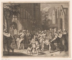 Terdoodveroordeelden worden opgehangen aan de stadspoort