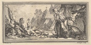 Turkse Soldaten Rustend, 1746-47 door Claude Augustin Duflos