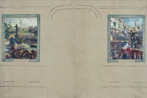 Schets voor het stadhuis van het 12e arrondissement van Parijs: Place de la Nation. Place de la Bastille, ca. 1910